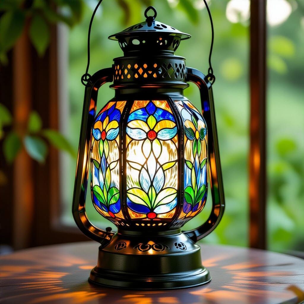 Stained Glass Lantern Inspired by Art Nouveau