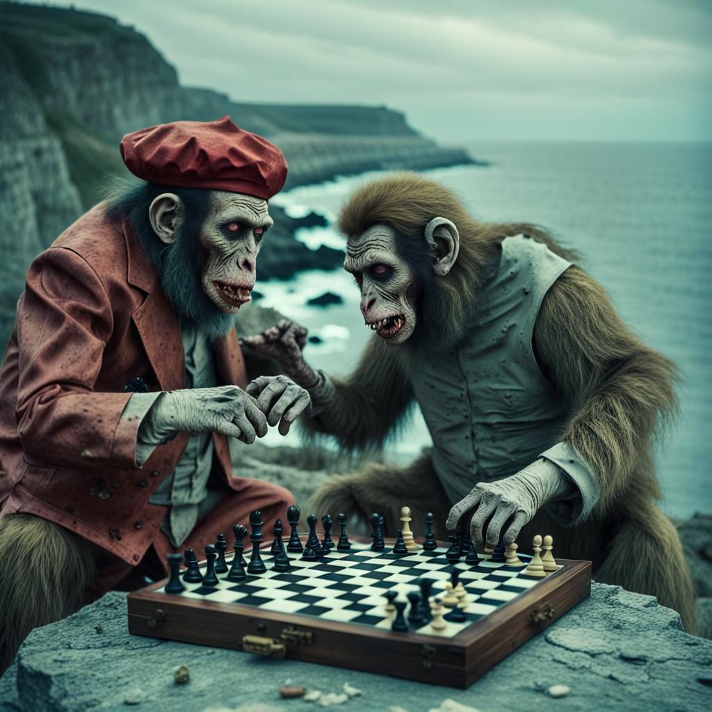 Zombie Monkey Clowns Play Chess: Cinematic Still