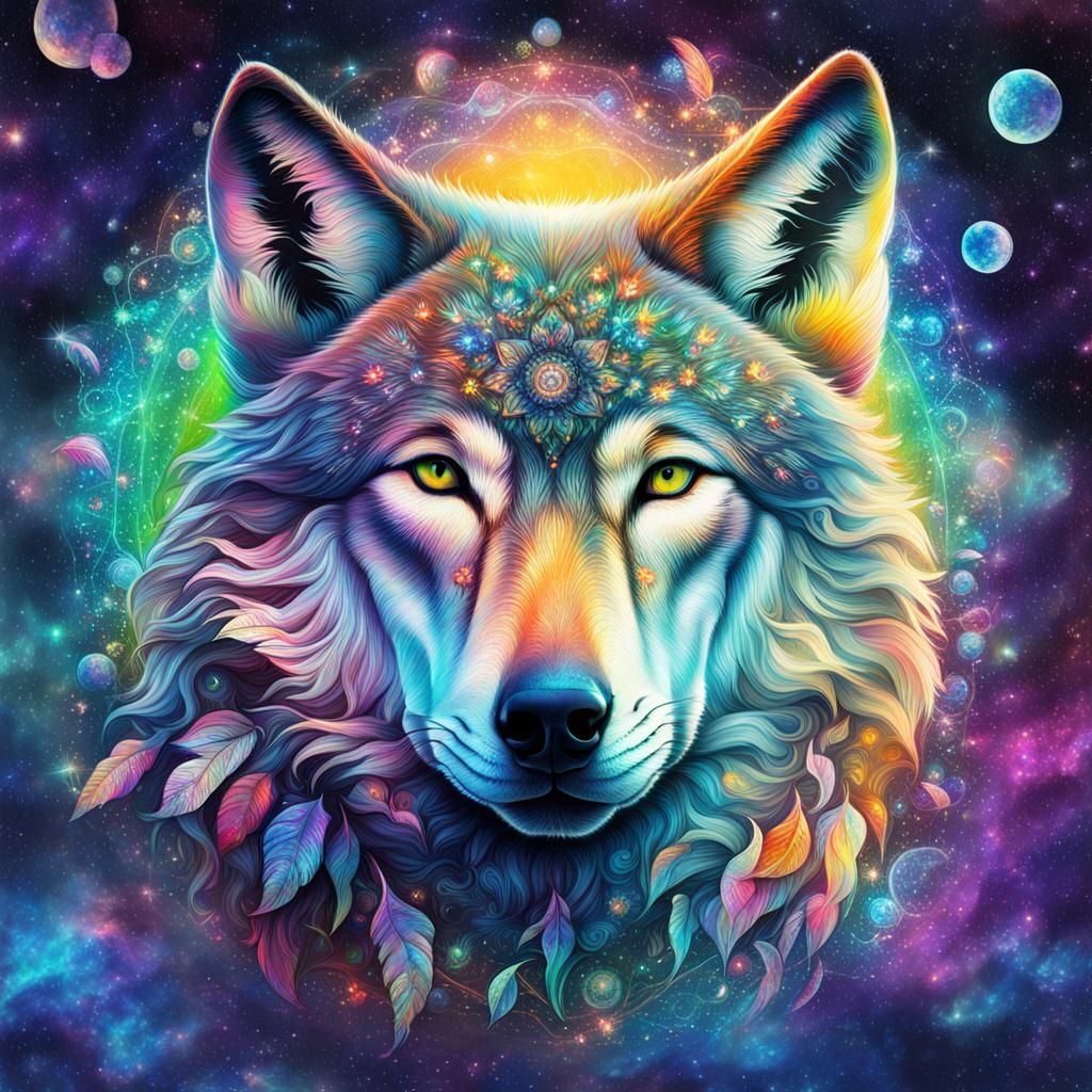 Cosmic Wolf in Spring: a Holographic Astral Illustration