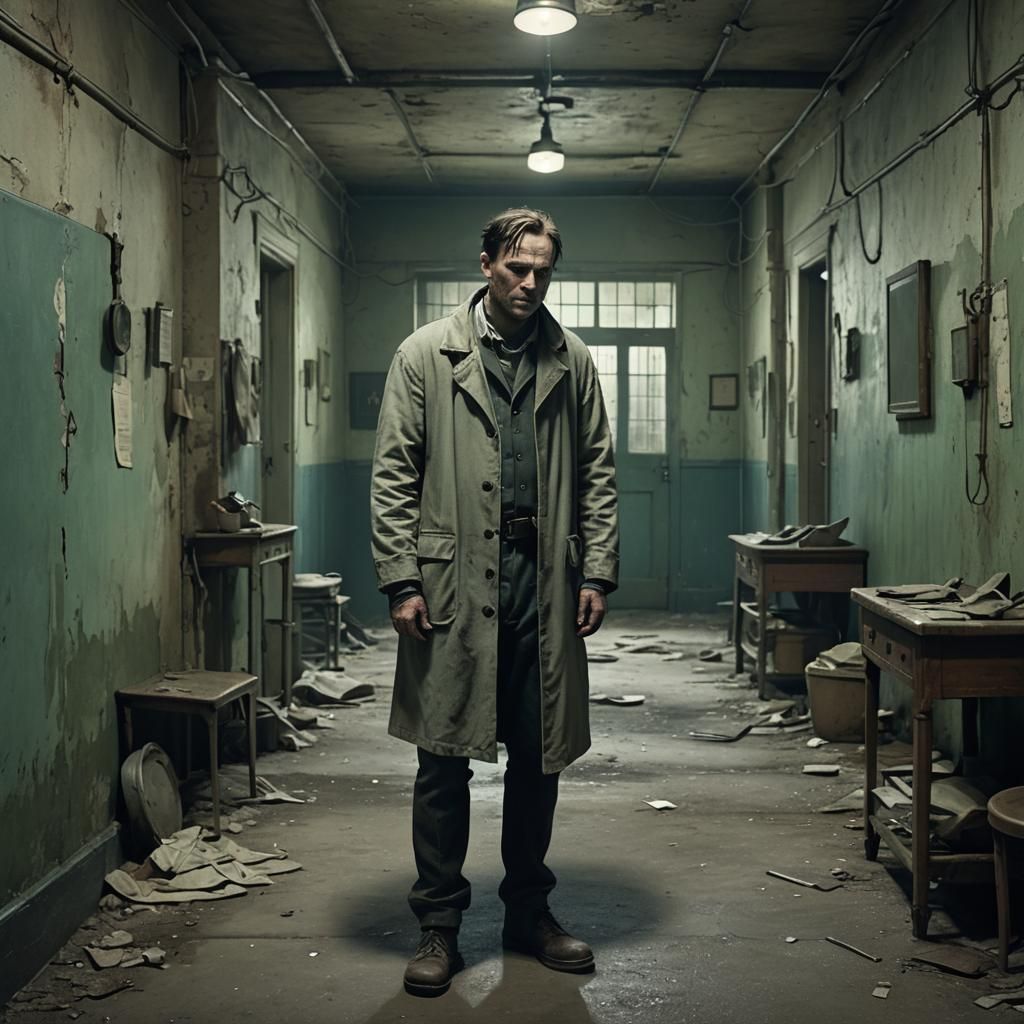 Eerie 1920s Asylum Concept Art: Straitjacketed Figure