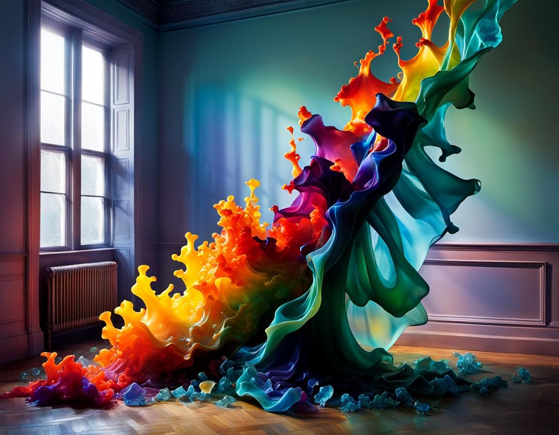 Figurative Molten Glass Forms with Fabric Pieces