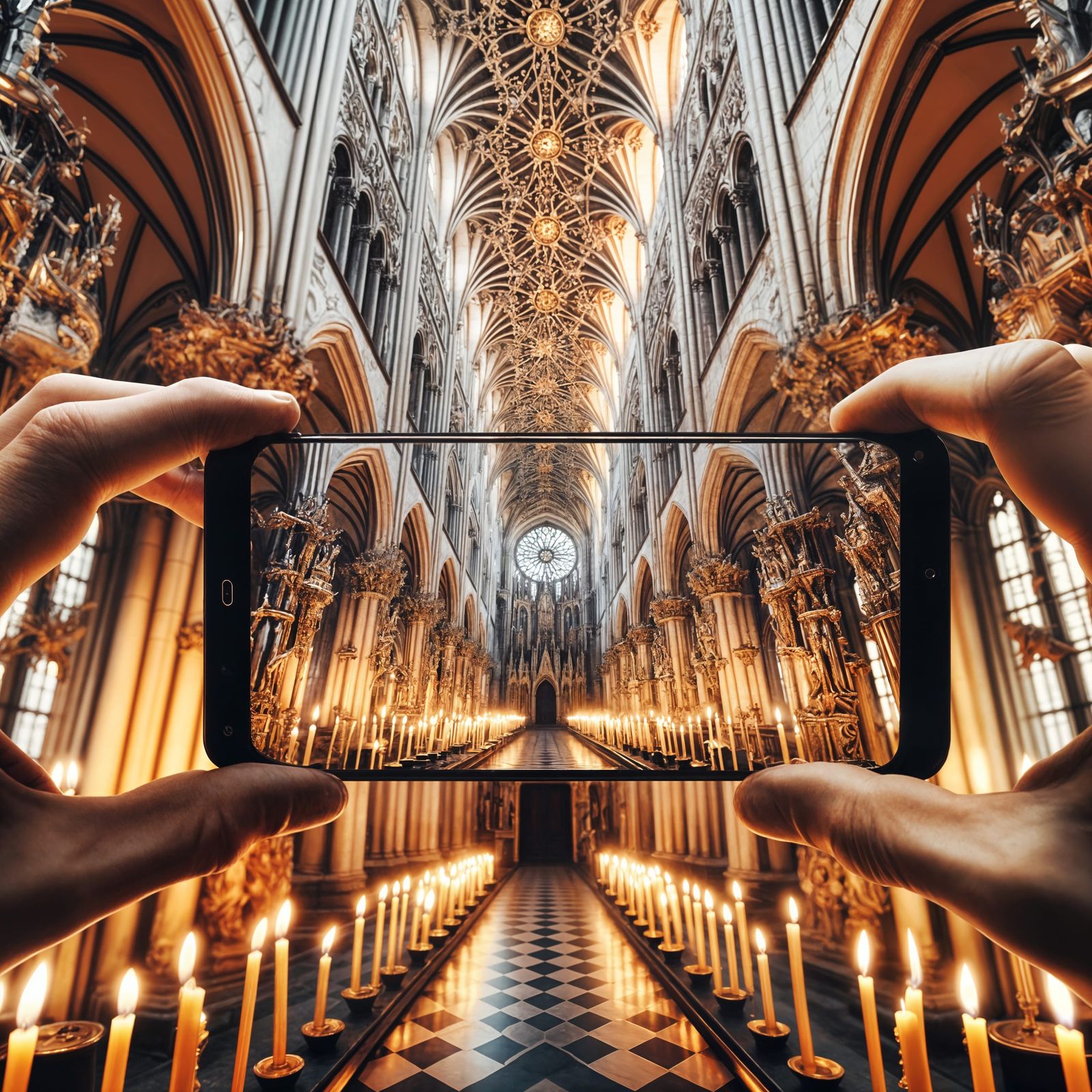 Gothic Church Interior Captured with Smartphone