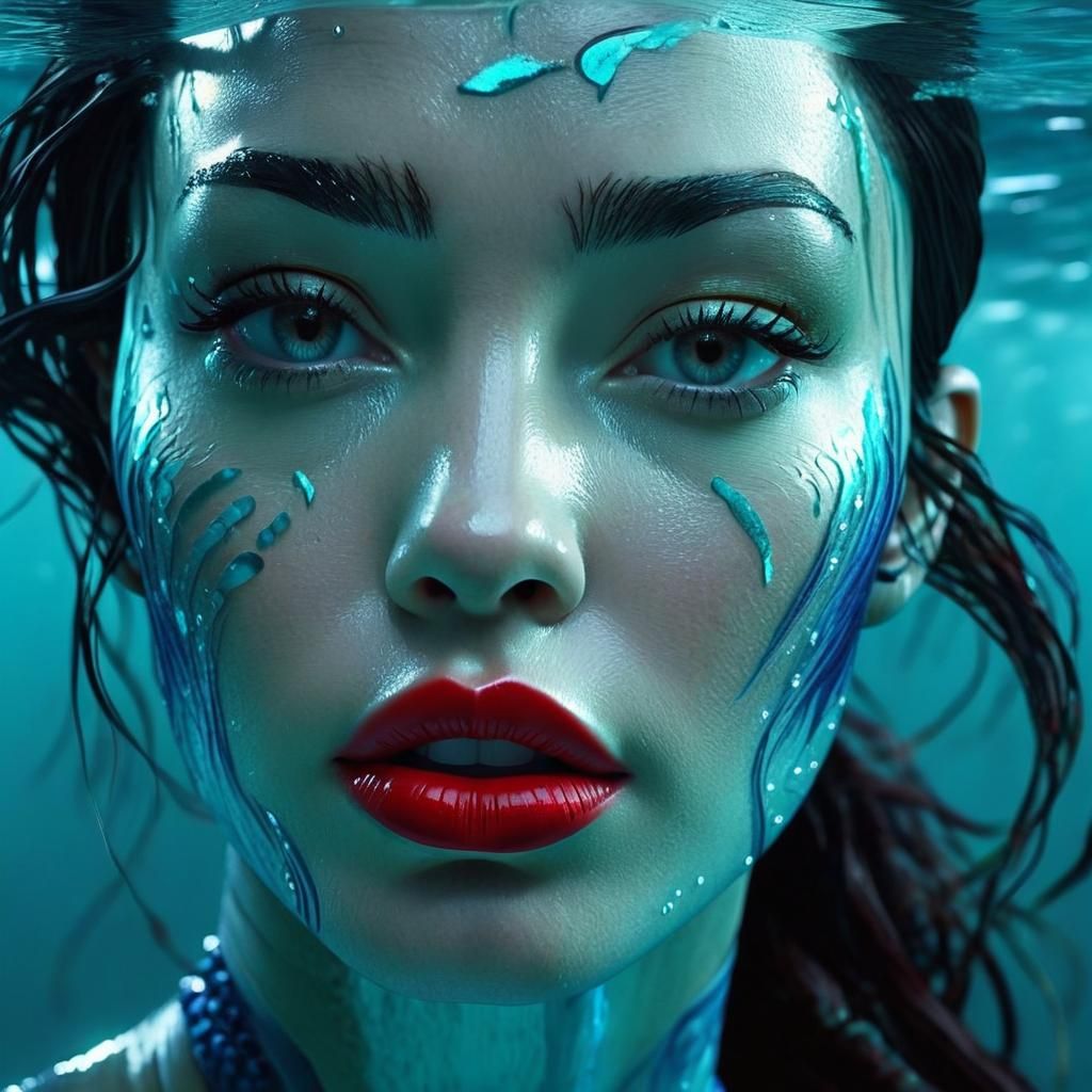 Megan Fox as Avatar Na'vi in Hyperrealistic Underwater Scene