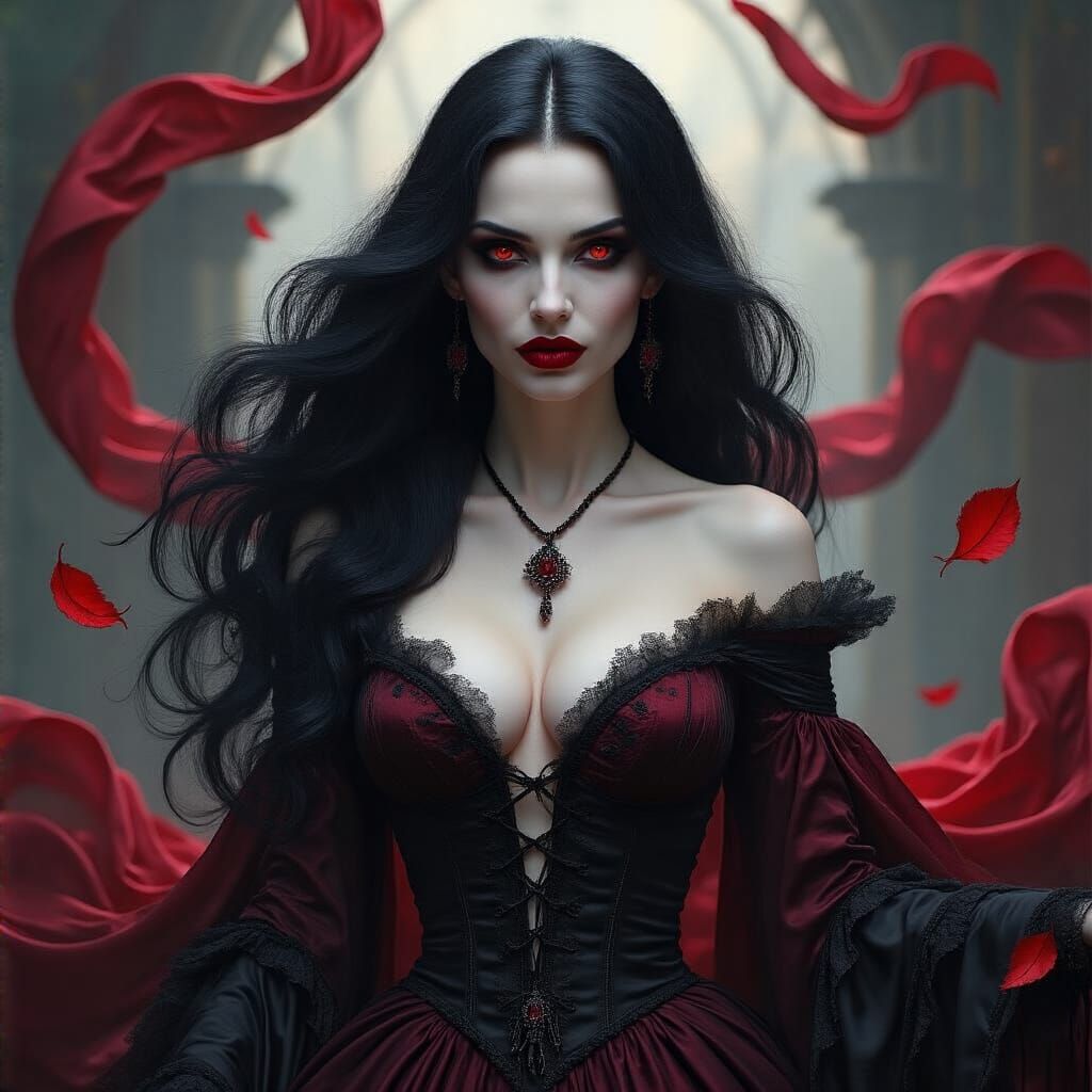 Sultry Vampire Portrait in Dark Fantasy Style