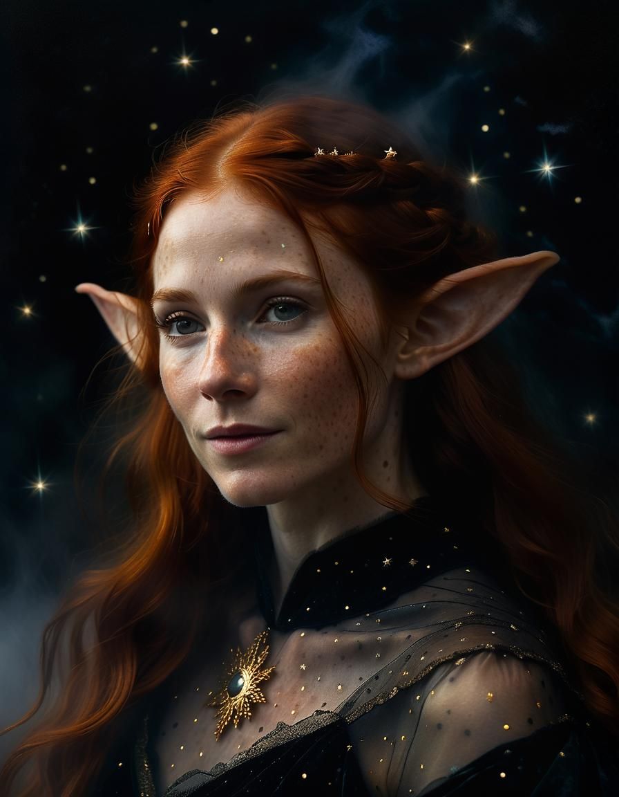 Baroque Elf Portrait with Dramatic Lighting