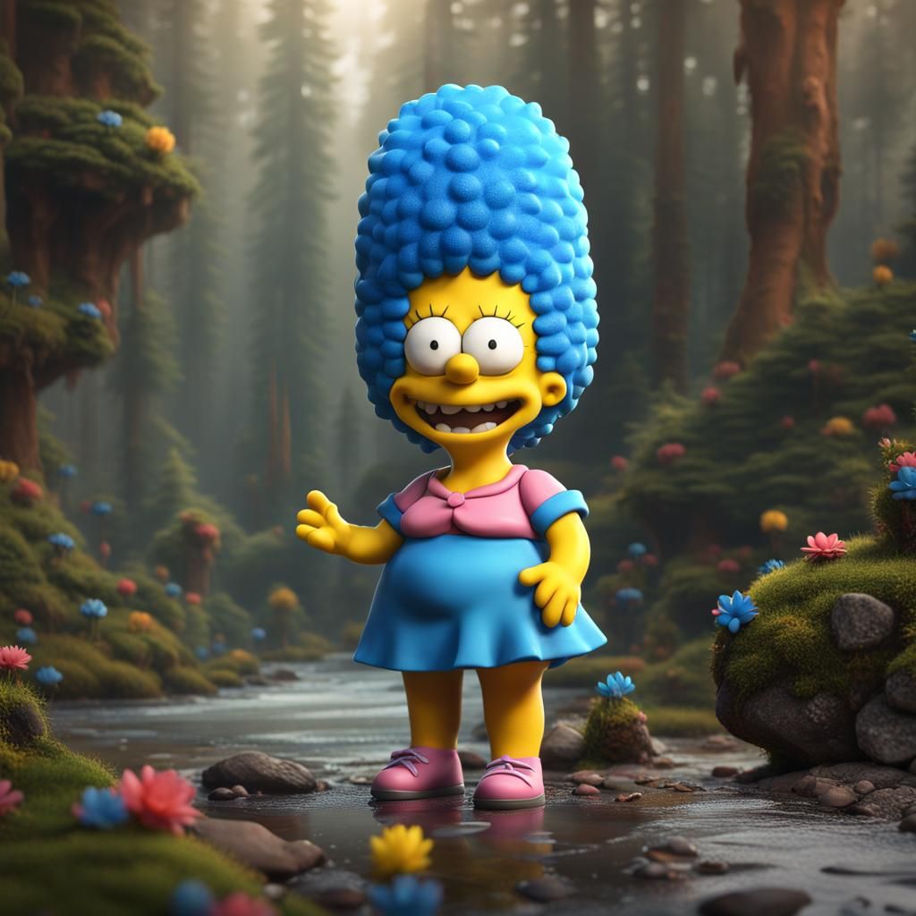 Hyperrealistic Marge Simpson as a Cute Troll