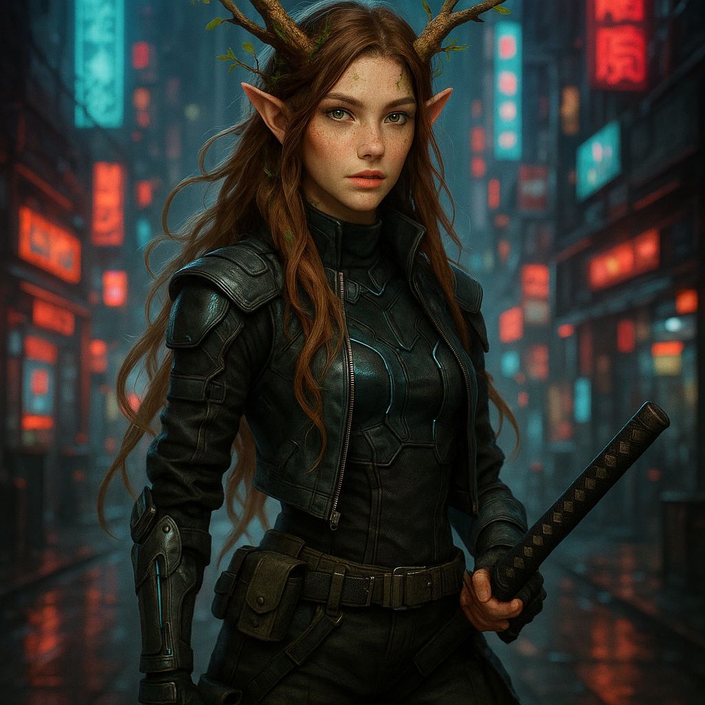 Shadowrun Dryad Street Samurai: Cyberpunk Art