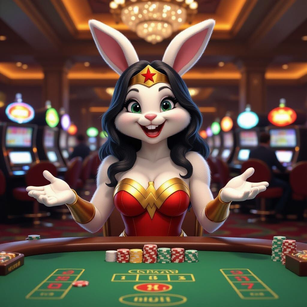 Wonder Woman Rabbit at Casino Craps Game