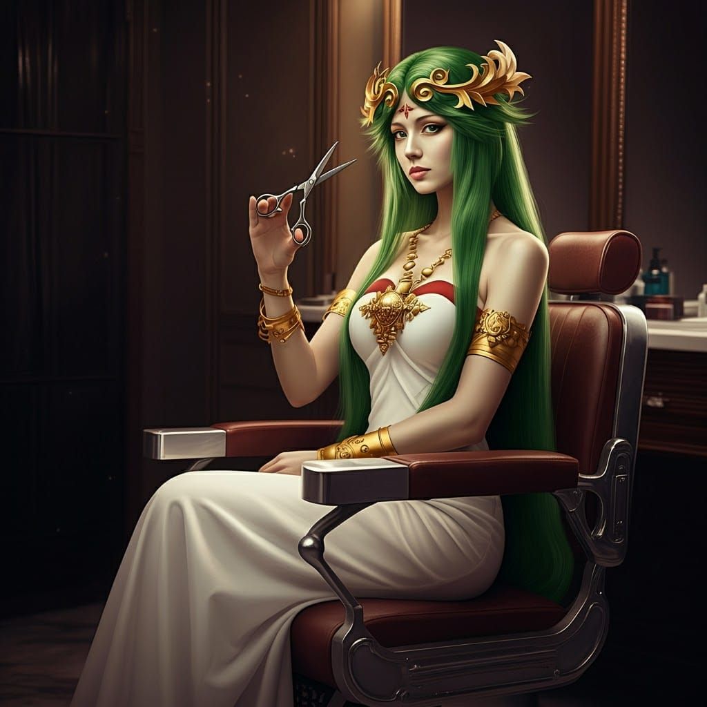 Lady Palutena Prepares for a Haircut
