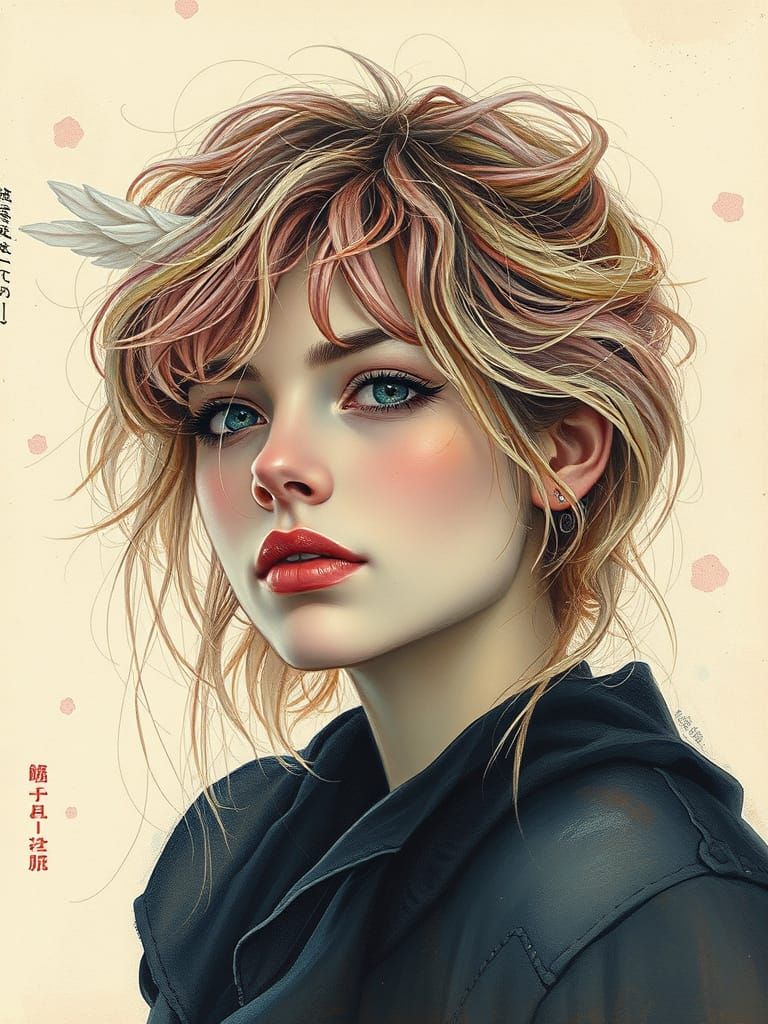 Ethereal Portrait in Dreamlike Gouache Style