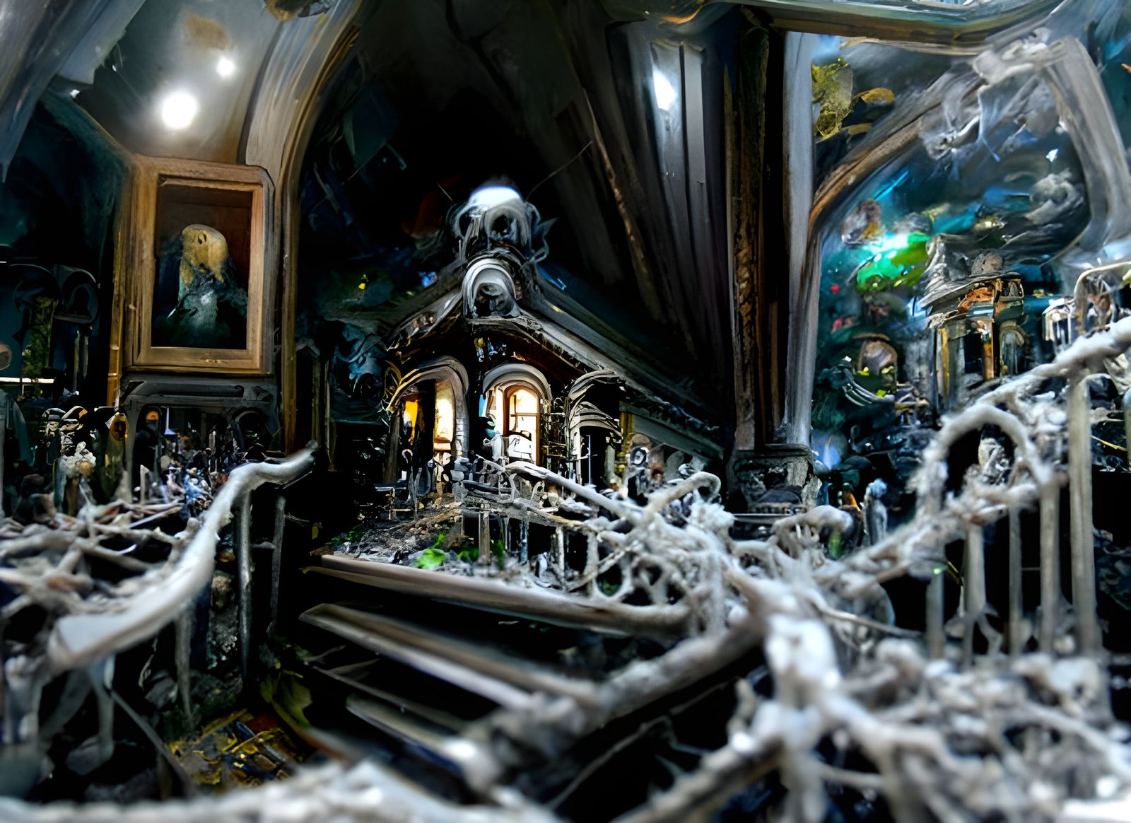 Creepy Victorian Mansion: Haunted Hall in Sinister Fantasy S...