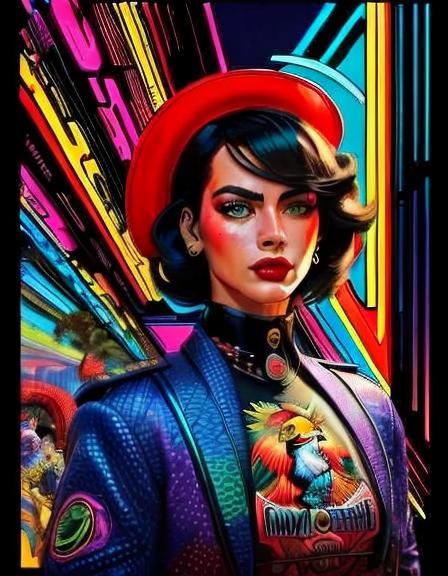 Dynamic Comic Portrait in Art Deco Style