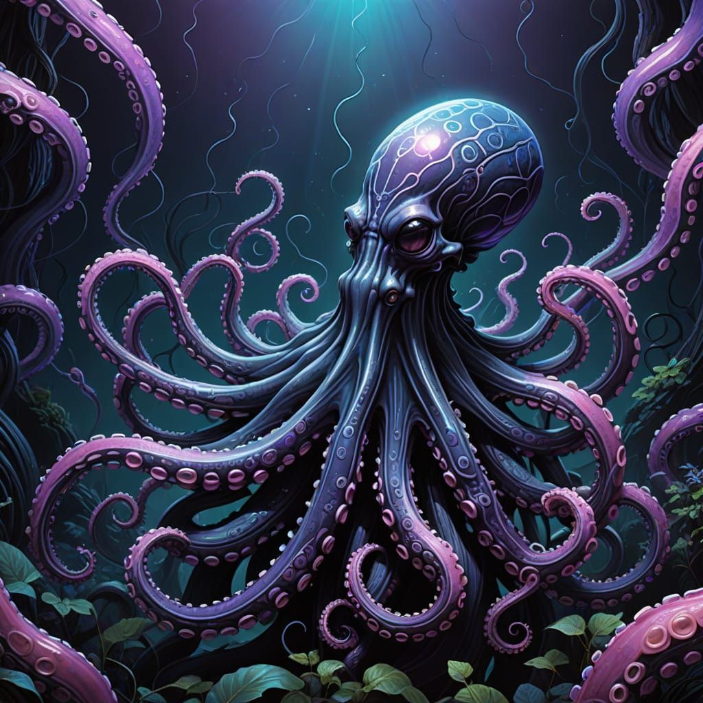 Surreal Biomechanical Creature Erupts from Oceanic Mist