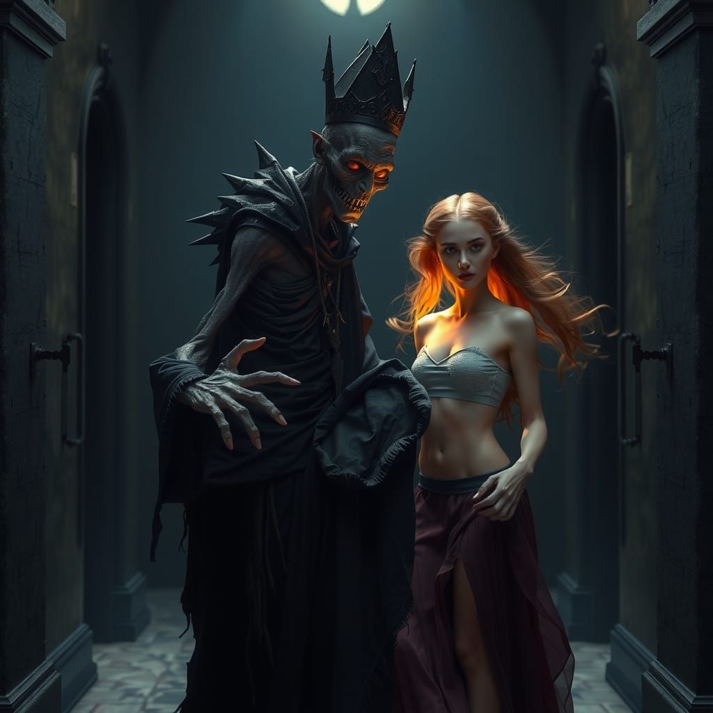 Gothic Bishop Longs for Innocent Princess in Dark Chamber