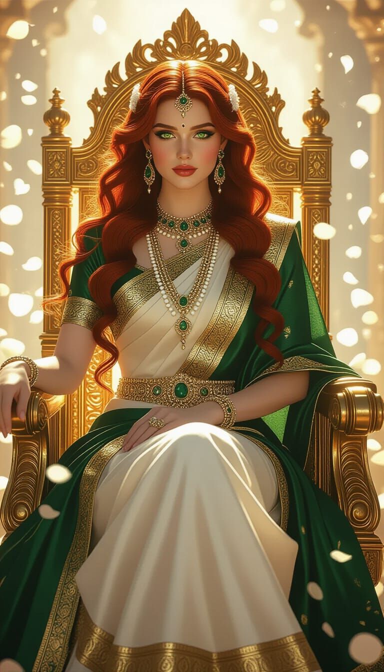 Goddess on Throne in Art Nouveau Style