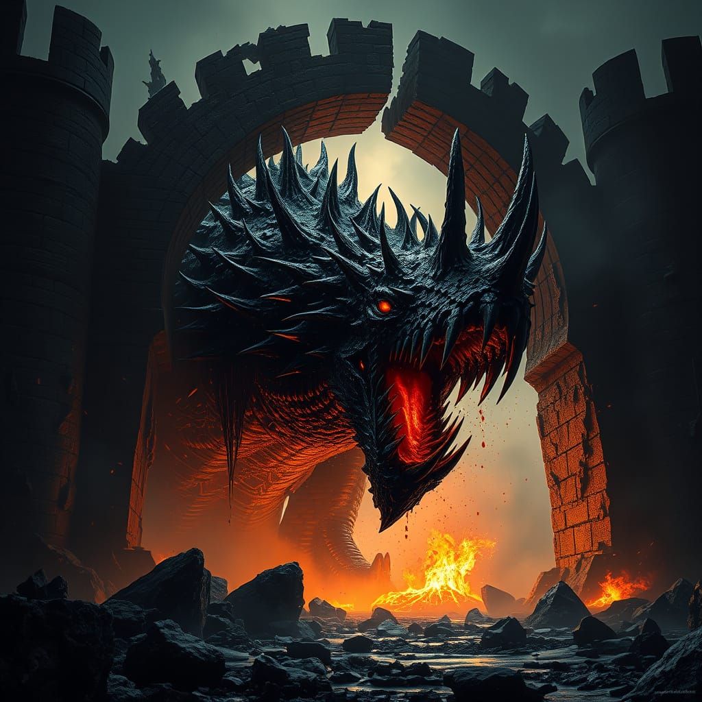 Obsidian Monster Emerges from Castle Gate