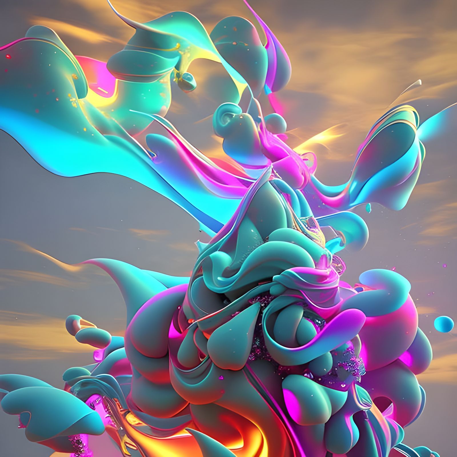 Opalescent Abstract 3D Graffiti Substance Design