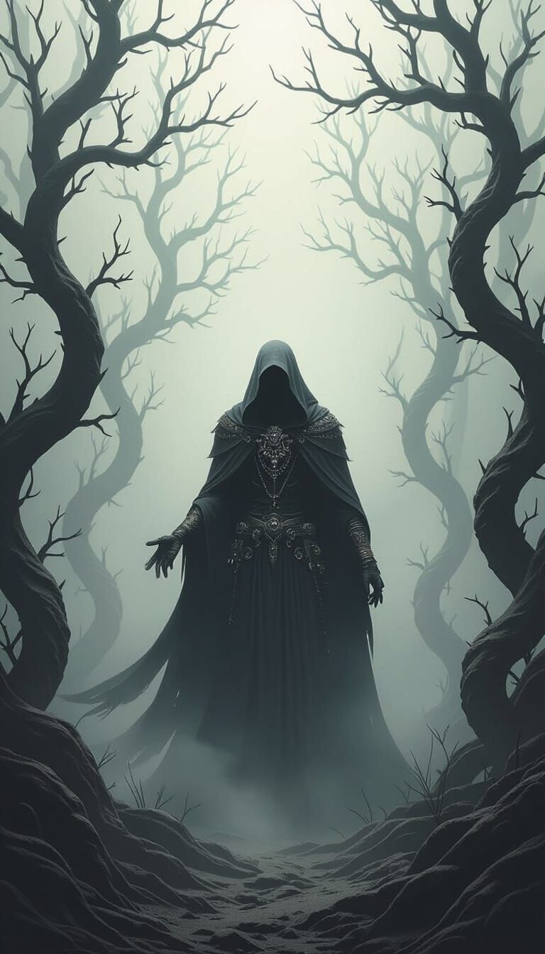 Mystical Figure of Conflicting Energies in Dark Gothic Style