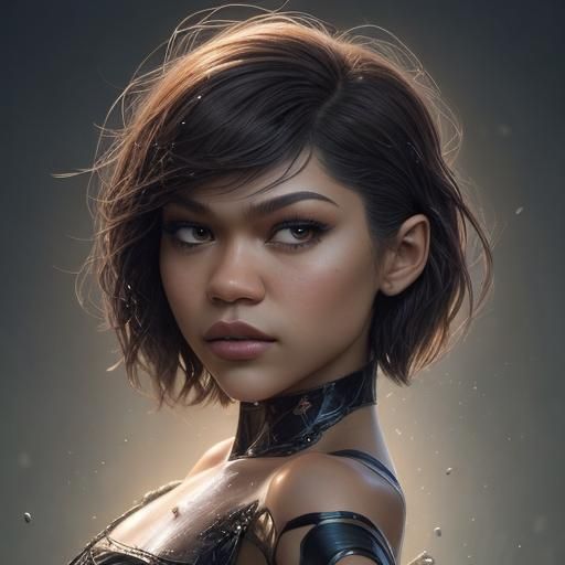 Moody Woman with Short Hair: Digital Concept Art