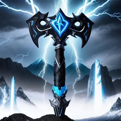Detailed Rune Battle Axe with Bioluminescent Lighting