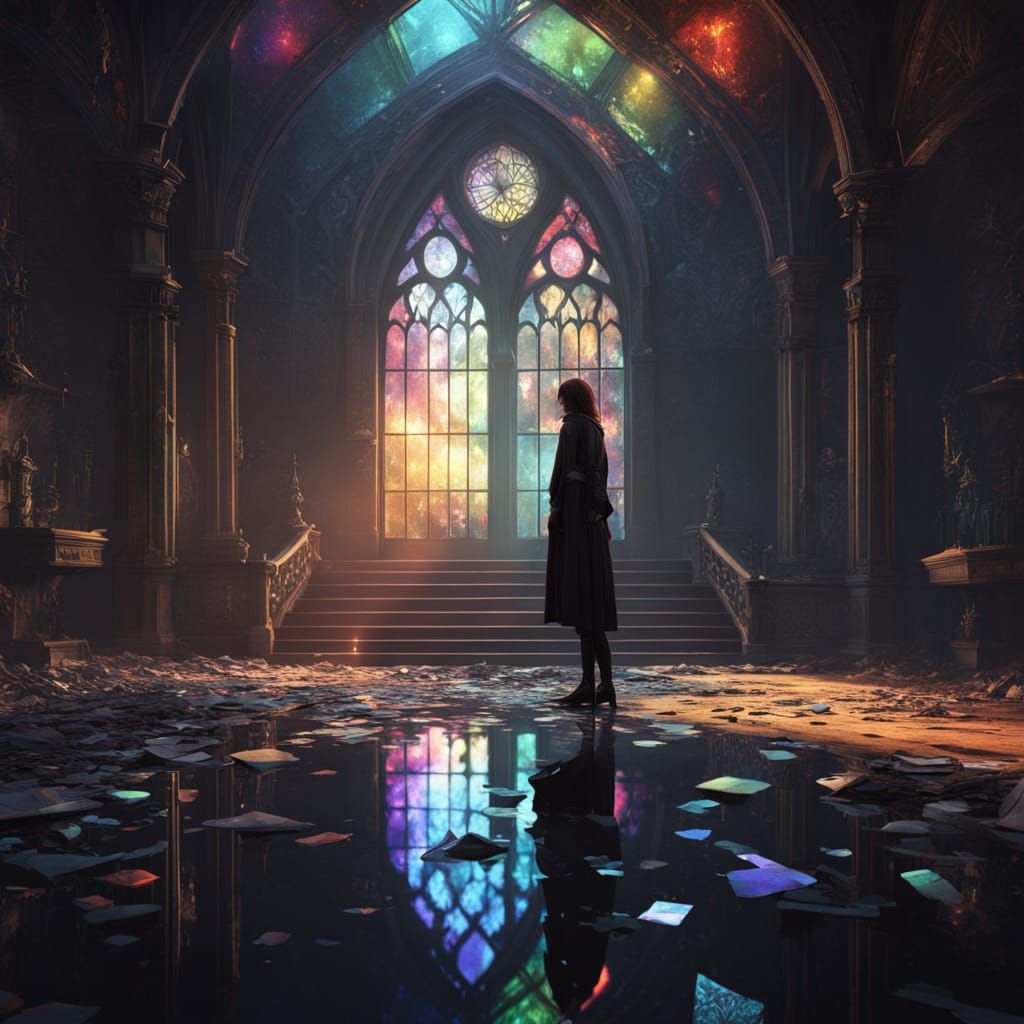 Black Vampire in Shattered Rainbow Mirror