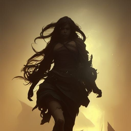 Dark Fantasy Masterpiece in Purple and Yellow