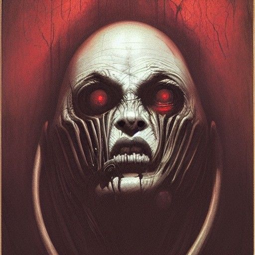 Giger-esque Bat-Faced Horror Portrait