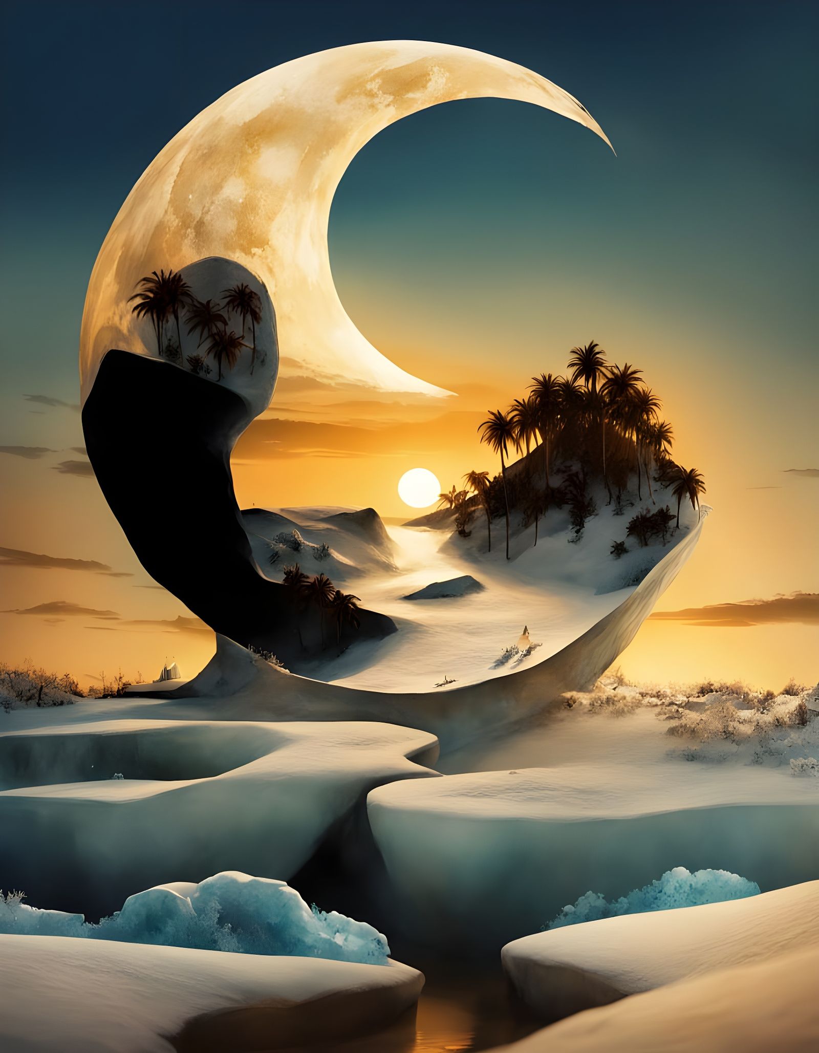 Frozen Stargate Reveals Tropical Universe, Watercolor Art