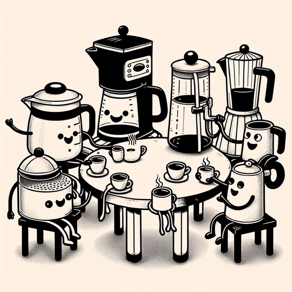 Animated Coffee Makers Chat Illustration