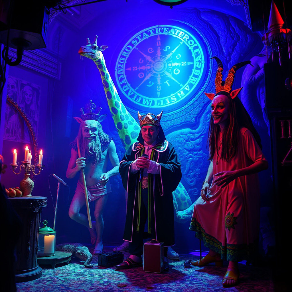 Creepy Underground Ceremony with Pagan Idols