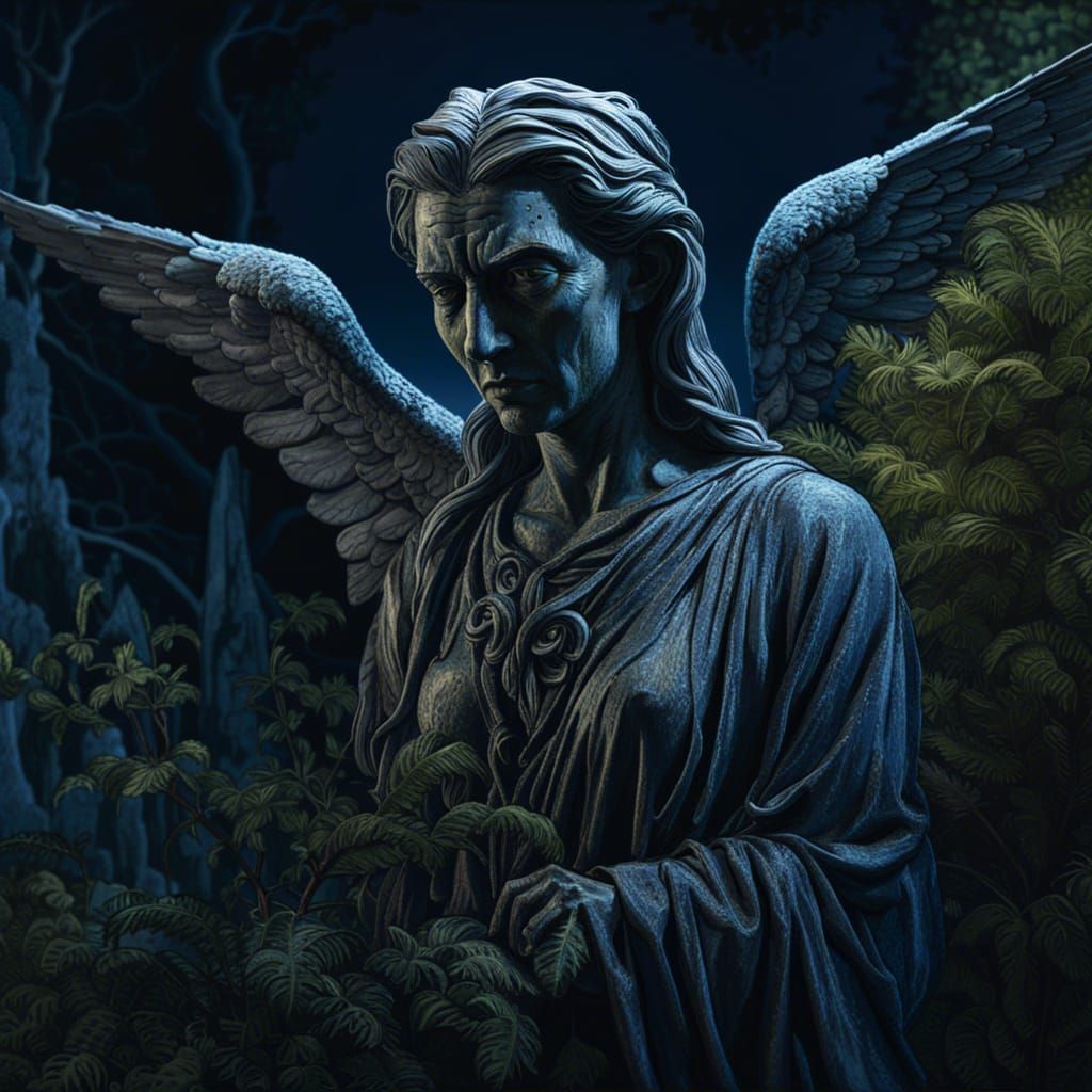 Gothic Weeping Angel Portrait in Graveyard