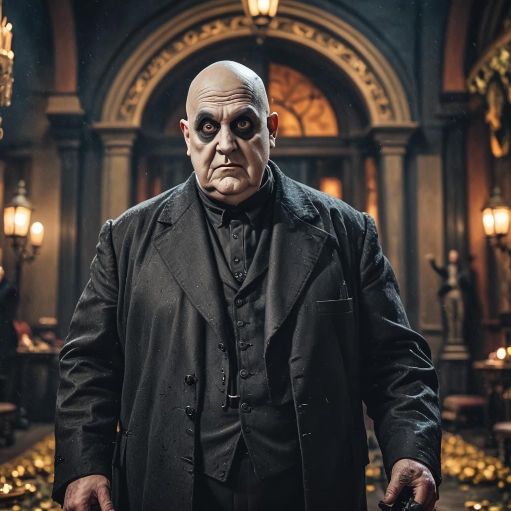 Fester Addams Portrait in Cinematic Lighting