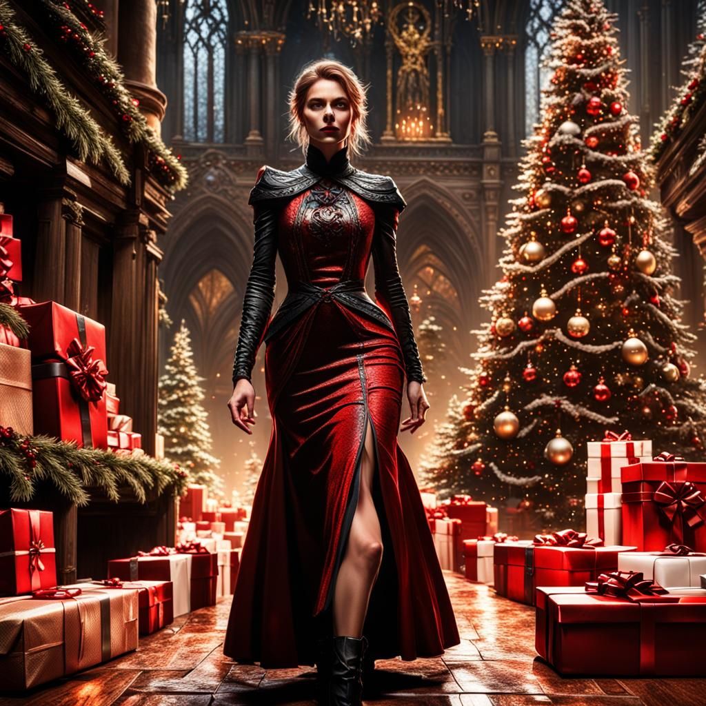 Beautiful Woman Before Christmas Tree, Graffiti Art