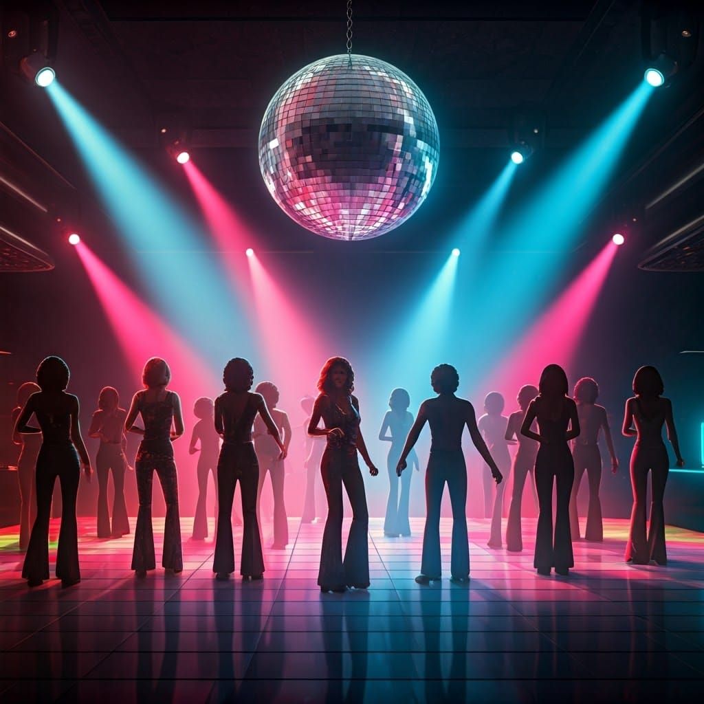 Vibrant Disco Scene in Retro Style