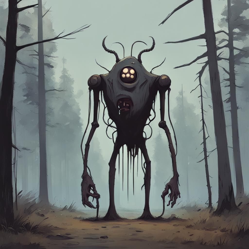 Nightmarish Cartoon Monster with Human Teeth