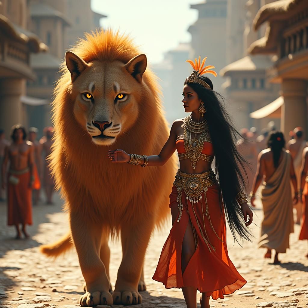 Woman and Puma in Ancient Taino Metropolis