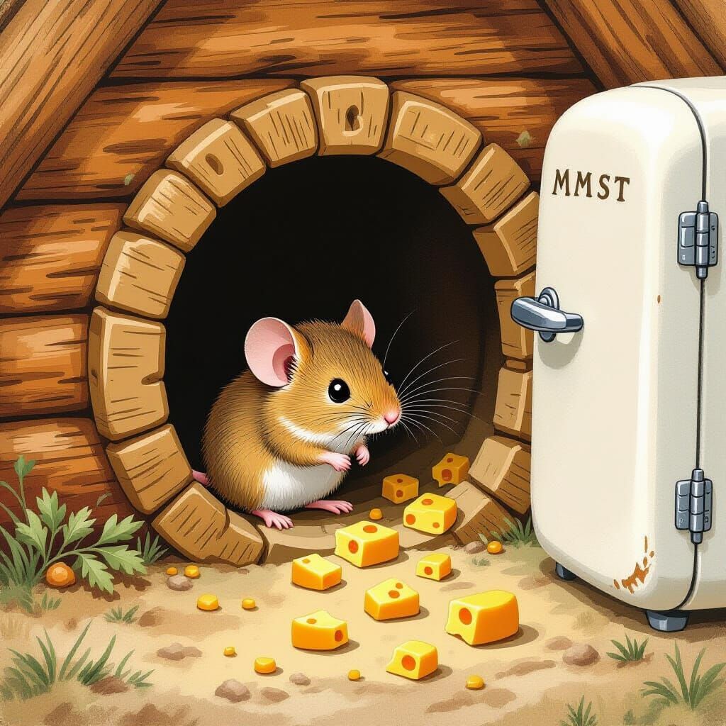 Mouse in Cozy Hole, Beatrix Potter Style