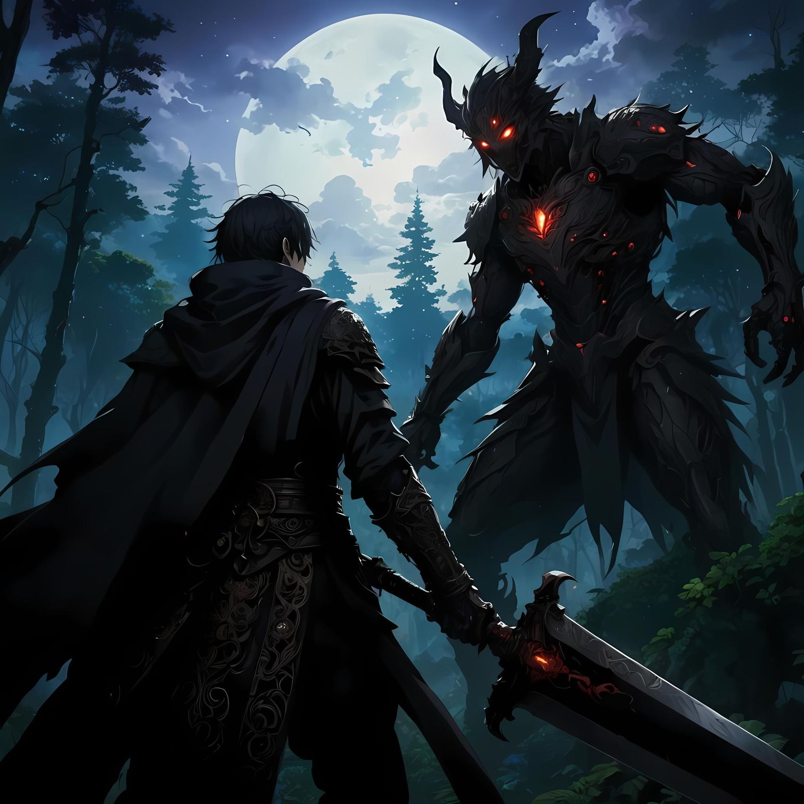 Dark Fantasy Anime Scene in Vivid Colors