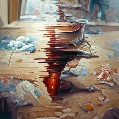 Earthquake in Oil Painting Style