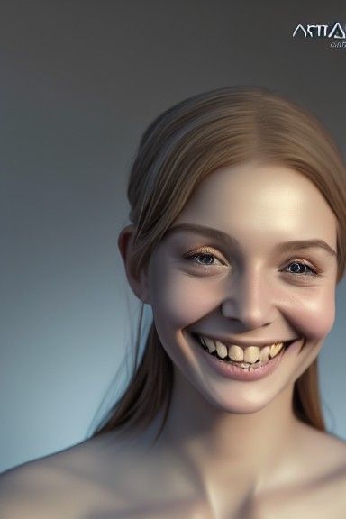 Girl with Building Teeth: Photorealistic Art Portrait