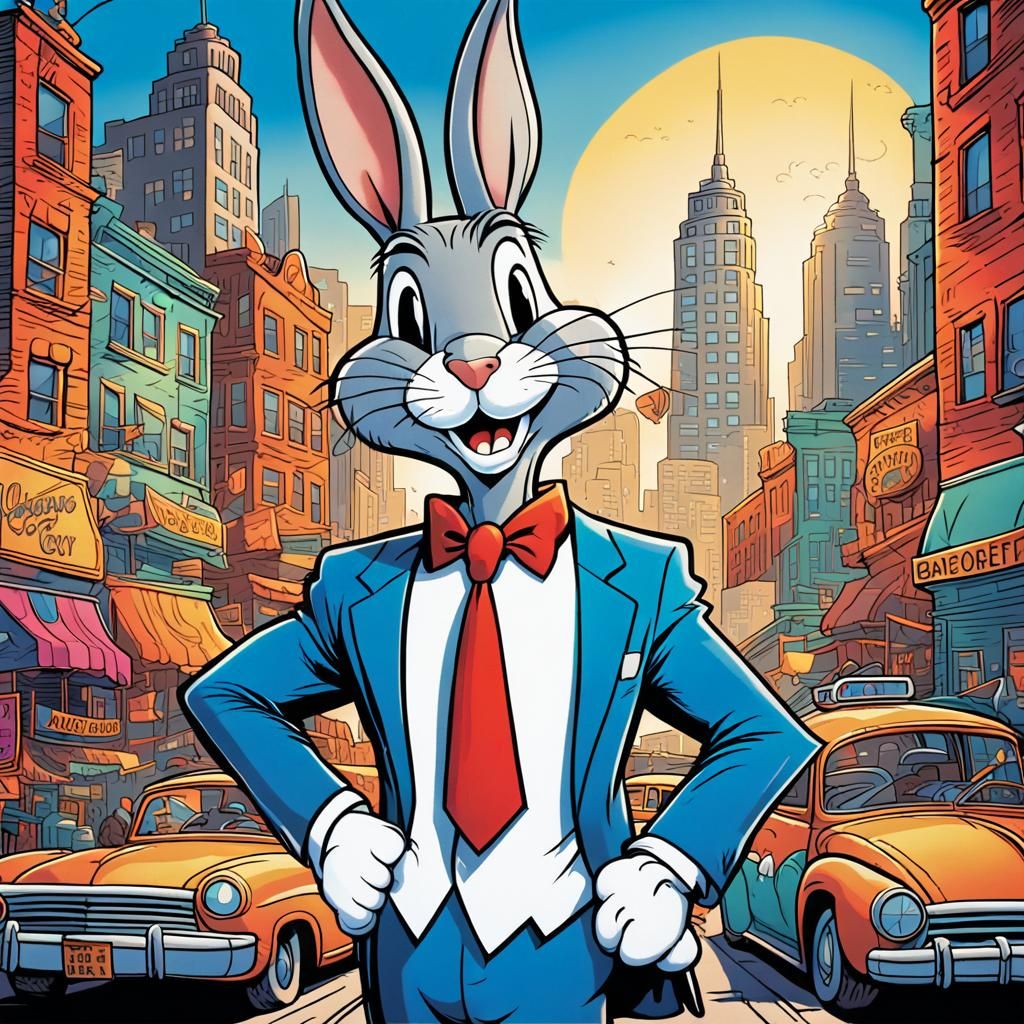 Bugs Bunny in Retro Comic Book Style