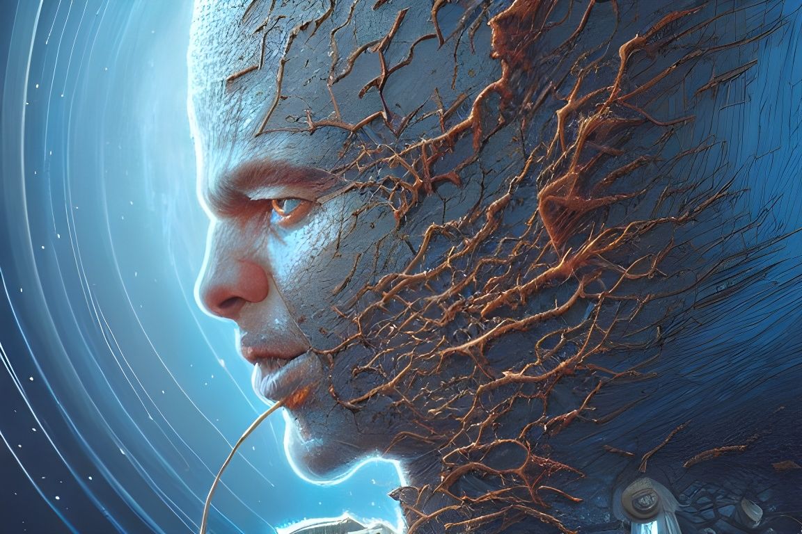 Dendritic Cosmic Space Illustration in Mixed Media