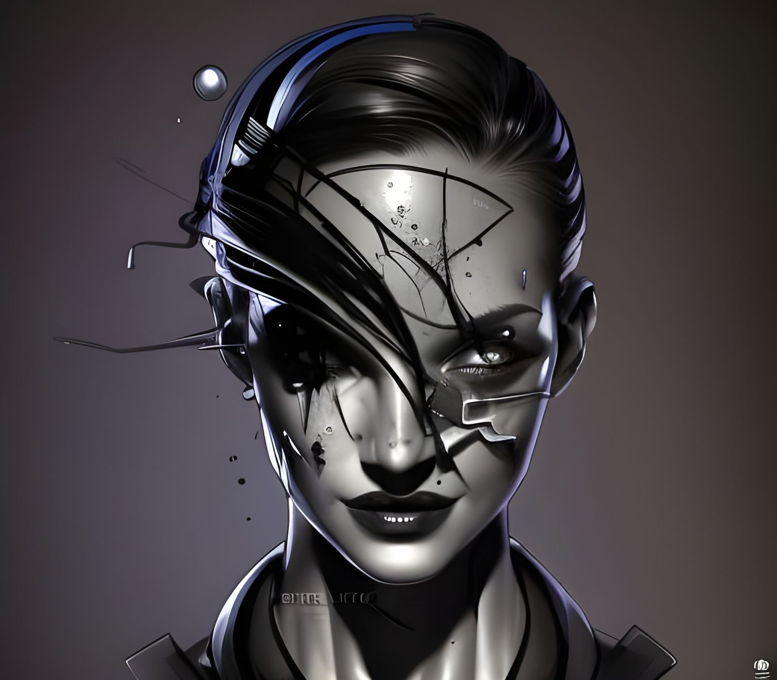 Noir Android Portrait with Dynamic Lighting