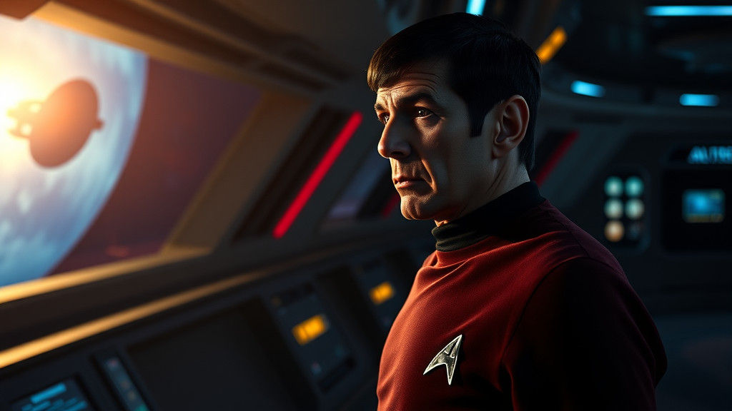 Spock Observes Unknown Phenomenon in Film Noir Style