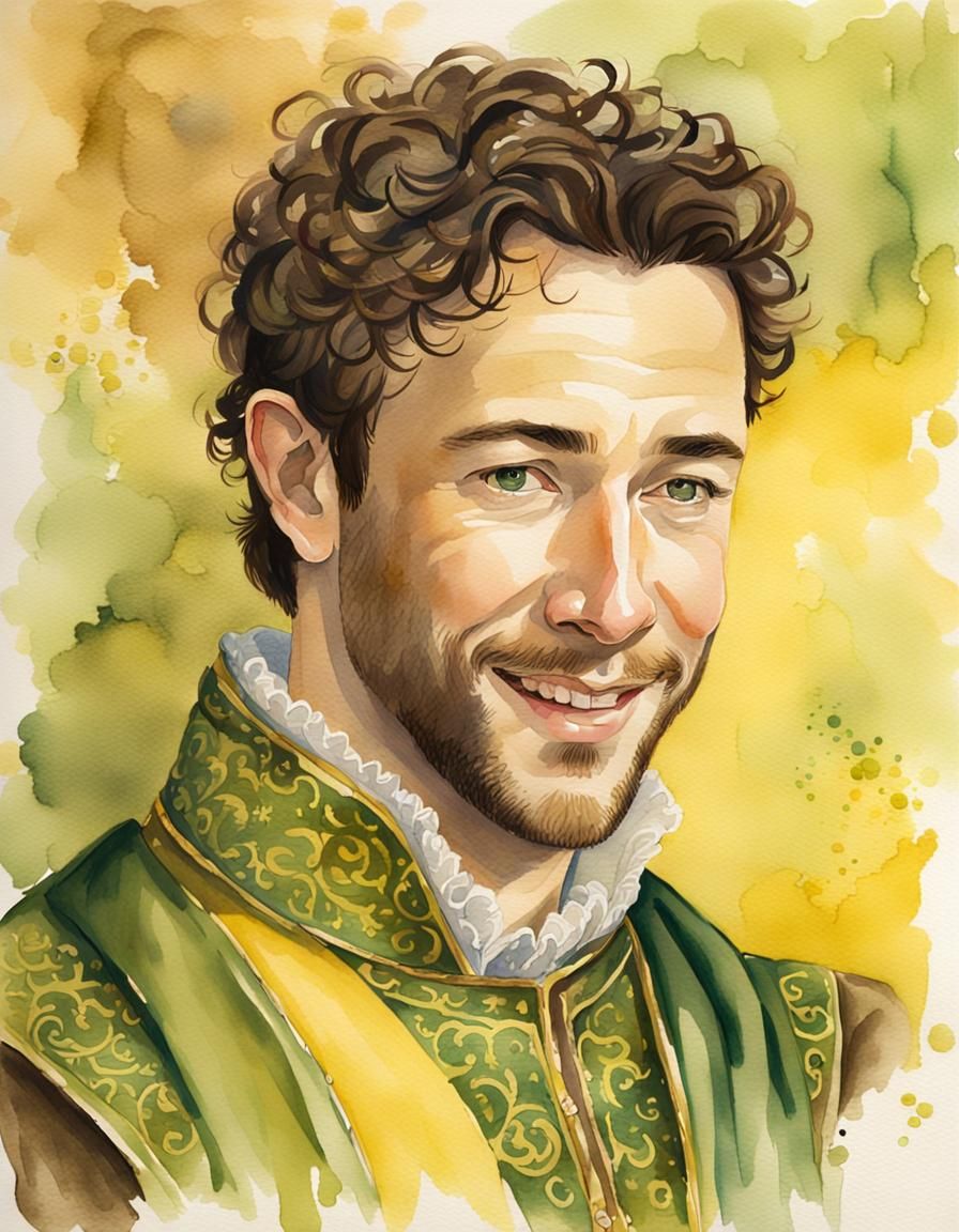 David Faustino Renaissance Portrait in Vibrant Earth Tones