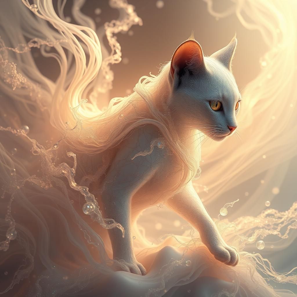 Ethereal Feline in Hyperliminal Dreamscape