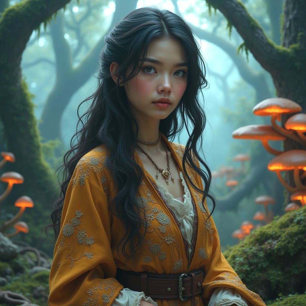 Fantasy Woman with Dark Hair, Digital Art