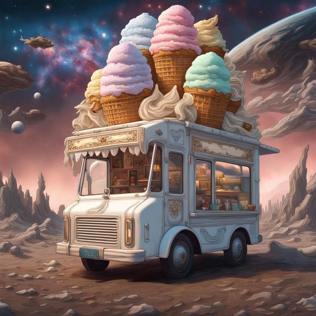 Futuristic icecream truck