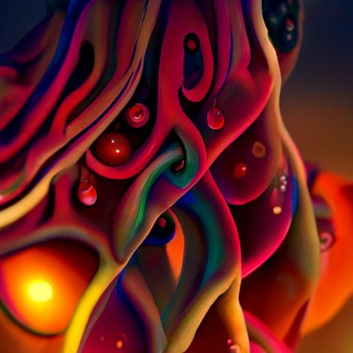 Cosmic Fruit Valley at Sunset: Psychedelic Digital Art