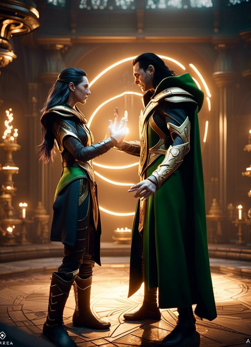 Loki and Sigyn Wielding Magic: 3D Game Cinematic